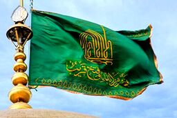تعویض پوش ضریح و پرچم گنبد در صبح میلاد امام رضا(ع)